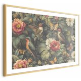  Plakat Flowers Birds and Butterflies - vintage-style illustration 90x60 Zlatni okvir s margom | shoptok.hr