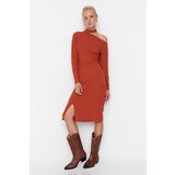 Trendyol Tile Cut Out Detailed Corduroy Knitted Dress Cene