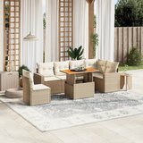 vidaXL 7-dijelni set vrtnih sofa od poliratana s jastucima bež | shoptok.hr