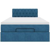 vidaXL Otomanski posteljni okvir z vzmetnico moder 120x200 cm žamet | Shoptok.si