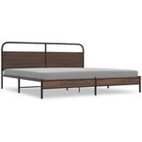 Maison Chic Kovinski Posteljni okvir - Dvoposteljna postelja - Zakonska postelja brez vzmetnice rjavi hrast 193x203 cm, (21695363) | Shoptok.si