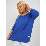 Fashion Hunters Dark blue basic viscose blouse plus size Cene