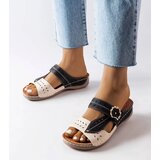  Black low wedge sandals Jolanta Cene