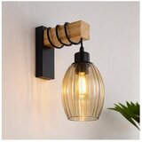 Brilagi Zidna svetiljka WOOD GLASS 1xE27/60W/230V borovina/crna/zadimljeno bež | Eponuda.com