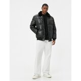 Koton Faux Leather Puffer Jacket with Fur Collar and Pocket | shoptok.hr