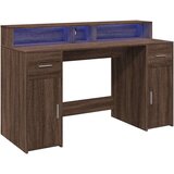 vidaXL Radni stol s LED svjetlima smeđa boja hrasta 140x55x91cm drveni Cijene