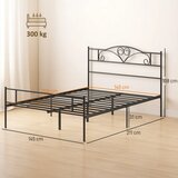  Metalni okvir kreveta s uzglavljem nosivost 300 kg 145D x 211Š x 106V cm crni | shoptok.hr