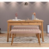 Hanah home Santiago 0900 - Atlantic Pine, Stone Atlantic PineStone Extendable Dining Table & Bench Set (3 Pieces) | ePonuda.com