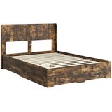  Krevetna konstrukcija s pohranom i uzglavljem Dimljeni hrast Smeđa 140 x 190 cm | Shoptok.si