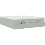 vidaXL Otomanski posteljni okvir z vzmetnicami siv 200x200cm žamet | Shoptok.si