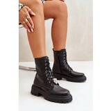 Boto Women's Eco Leather Worker Boots With Pins Black Kristines | shoptok.hr