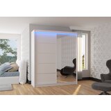 ADRK Drsna omara CARO z ogledalom in LED osvetlitvijo, 180 cm - BELA | Shoptok.si
