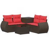  Set sofe 6 kom. Smeđa i crvena Poli Rattan i čelik | shoptok.hr