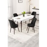 Hanah home trpezarijski set Rax, sto na razvlačenje i 4 stolice, bela ploča, braon noge, crna tkanina Babyface | Eponuda.com