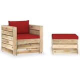  2-dijelna vrtna garnitura s jastucima zeleno impregnirano drvo | shoptok.hr
