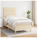vidaXL Box spring postelja z vzmetnico krem 90x190 cm blago Cene