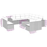  12-dijelni set vrtnih sofa od poliratana s jastucima crni | shoptok.hr