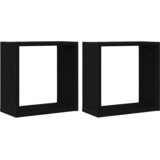  Zidne kockaste police 2 kom crni hrast 30x15x30 cm inženjersko drvo | Shoptok.si
