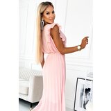 numoco basic Pleated dress with ruffles, neckline and gold Numoco chain | shoptok.hr