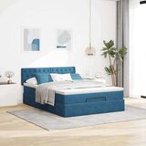vidaXL Otomanska postelja z vzmetnico&LEDs temno modra 140x190cm žamet | Shoptok.si