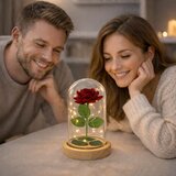 Eternal Rose In Glass Dome LED Lighting Red 21x11cm | Shoptok.si