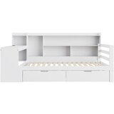 Lumor Otroška postelja iz masivnega lesa 90x200 cm - z mizo - z vtičnico, z 2 velikima predaloma, bela, (22155853) | Shoptok.si