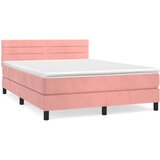  Box spring postelja z vzmetnico roza 140x190 cm žamet | Shoptok.si