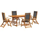  5-dijelni vrtni blagovaonski set od drva bagrema i tekstilena | shoptok.hr