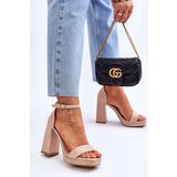 Boto Fashionable Suede Square Heel Sandals Beige Merila | Shoptok.si
