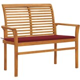 vidaXL vrtna klop z vinsko rdečo blazino 112 cm trdna tikovina | Shoptok.si