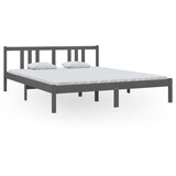 vidaXL Posteljni okvir siv iz trdnega lesa 160x200 cm, (20643638) Cene