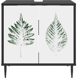  Kupaonski ormar HANAU Crni hrast 60 x 40 x 61 cm - Zeleni uzorak lišća | shoptok.hr