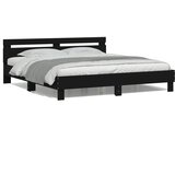 vidaXL Okvir kreveta s uzglavljem i LED svjetlima crni 200 x 200 cm | shoptok.hr