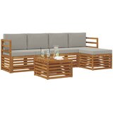  Set vanjskih sofa 6 kom. Prirodna i svjetlosiva Bijela 59 x 59 x 37 cm | shoptok.hr