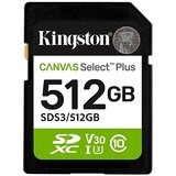 Kingston SD Card 512GB, Canvas Select Plus, SDHC Class10 UHS-1 U3 V30, up to 150MB/s read SDS3/512GB | Eponuda.com
