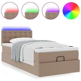 vidaXL Otomanski posteljni okvir z vzmetnico kapučino 100x200 cm, (21612042) | Shoptok.si