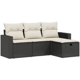 Maison Chic Seti vrtnega pohištva - Vrtna garnitura - Vrtni pohištvo set 4-delna z blazinami črna poli ratan, (21809338) | Shoptok.si