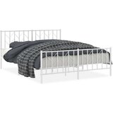 vidaXL Kovinski posteljni okvir z vzglavjem in vznožjem bel 160x200 cm | Shoptok.si
