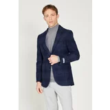 ALTINYILDIZ CLASSICS Men's Navy Blue Slim Fit Slim Fit Mono Collar Woolen Jacket