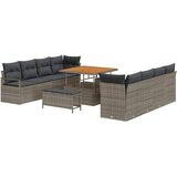  11-delni vrtni kavč z blazini siva poly rattan akacija | Shoptok.si