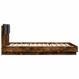  Okvir kreveta s uzglavljem LED boja dimljenog hrasta 120x200 cm | Eponuda.com