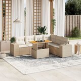 Maison Chic Seti vrtnega pohištva - Vrtna garnitura - Vrtni pohištvo set 7-delna z blazinami bež poli ratan, (21805121) | Shoptok.si