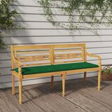 vidaXL Klop Batavia z zeleno blazino 150 cm trdna tikovina Cene