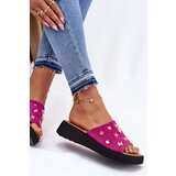 VINCEZA Women's Suede Slippers With Pins Fuchsia 66741 | Shoptok.si