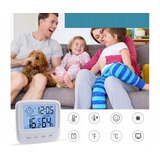 Digitalni osvijetljeni lcd termometar higrometar budilica bijela | shoptok.hr