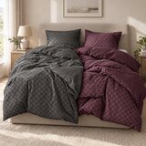 Dieter Knoll OBOJESTRANSKA POSTELJNINA STRIPES DK 140/200 cm saten vijolična | Shoptok.si
