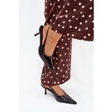 Boto Lacquered High Heels With Open Heel Black Talira | shoptok.hr