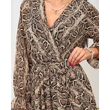 Resti Royalfasion Dark brown women's long dress with fashionable print | shoptok.hr