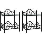 The Living Store Nočne mizice 2 kosa jeklo in kaljeno steklo 45x30,5x60 cm črne - Nočna Mizica, (21568454) | Shoptok.si