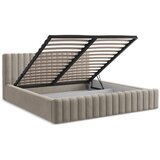 Makamii Smeđe-sivi tapecirani bračni krevet s prostorom za odlaganje s podnicom 140x200 cm Lemi – | shoptok.hr